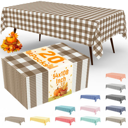 misaya 4 Packs Buffalo Disposable Table Cloth, 54 x 108 Inch Waterproof Plastic Tablecloth, Rectangle Red and White Checkered Table Covers for Picnic, Birthday, Party, Back to School
