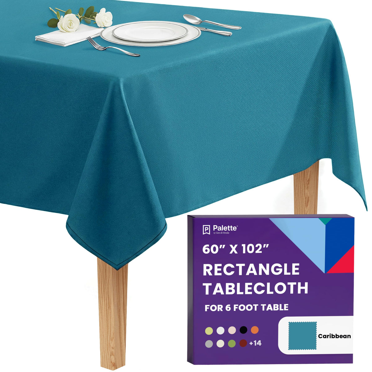 Gee Di Moda Rectangle Tablecloth - 70 x 120 Inch Navy Blue Table Cloth for 6 or 8 Foot Rectangle Tables - Heavy Duty Washable Fabric - for Holiday Party, Dinner, Weddings, Baby Shower & Events