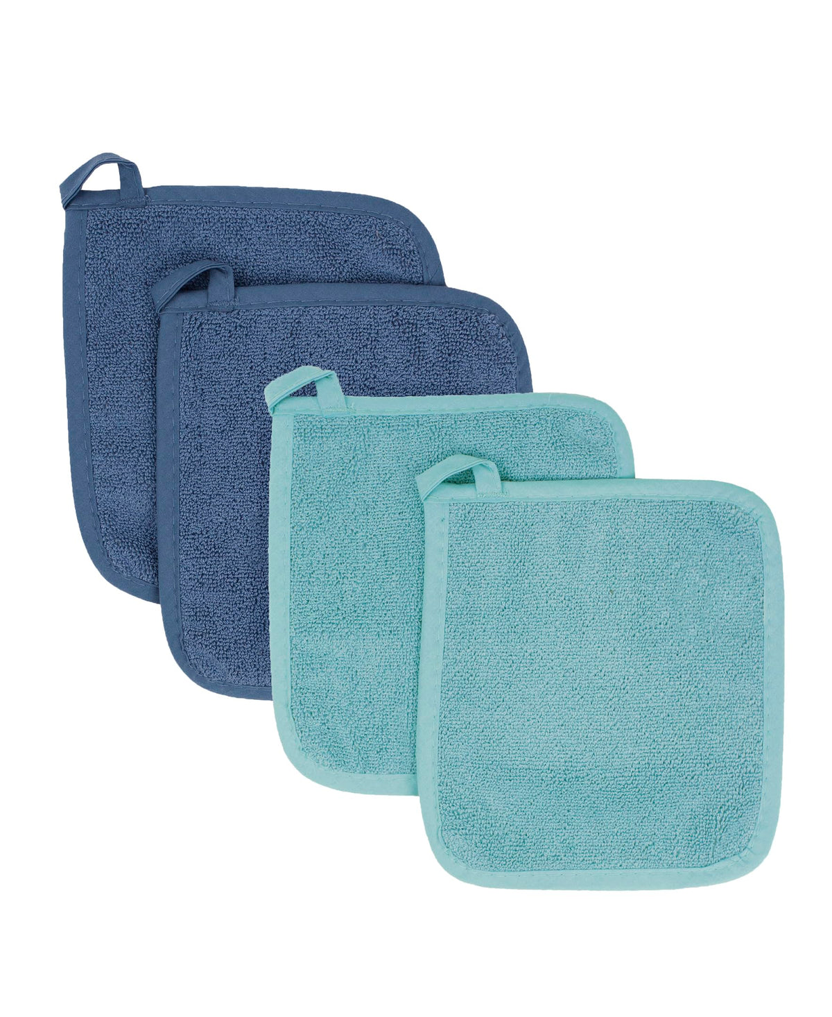 RITZ Terry Potholder & Hot Pad: Unparalleled Heat Resistant, Durable 100% Cotton – Ergonomically Designed for Optimal Grip – Easy-Care Machine Washable – 4-Pack, Federal Blue