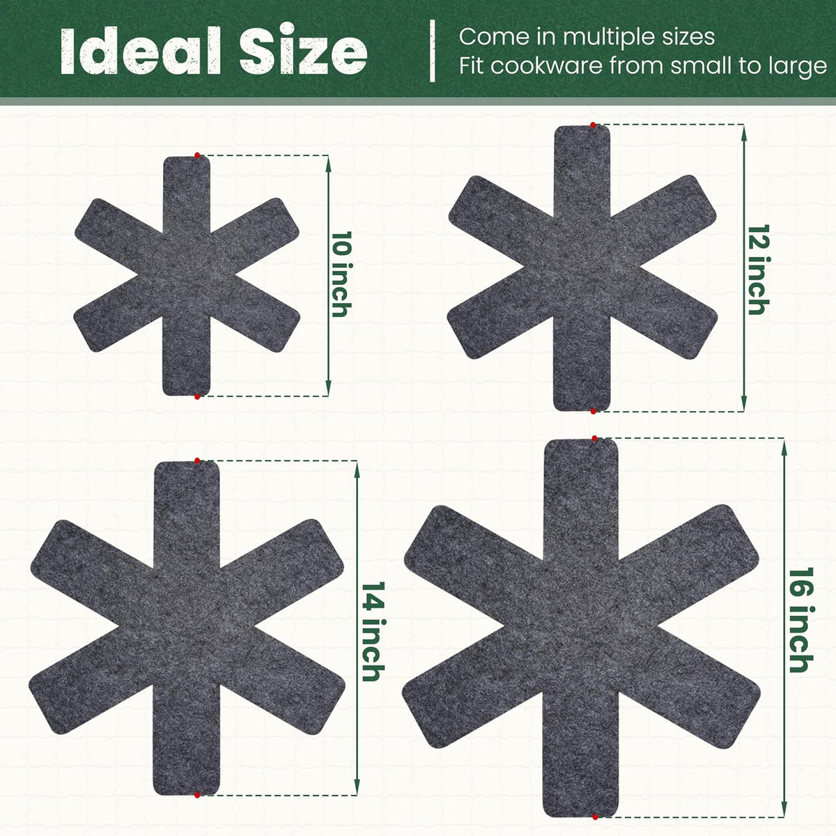 Pot and Pan Protectors, Set of 12 and 4 Different Sizes