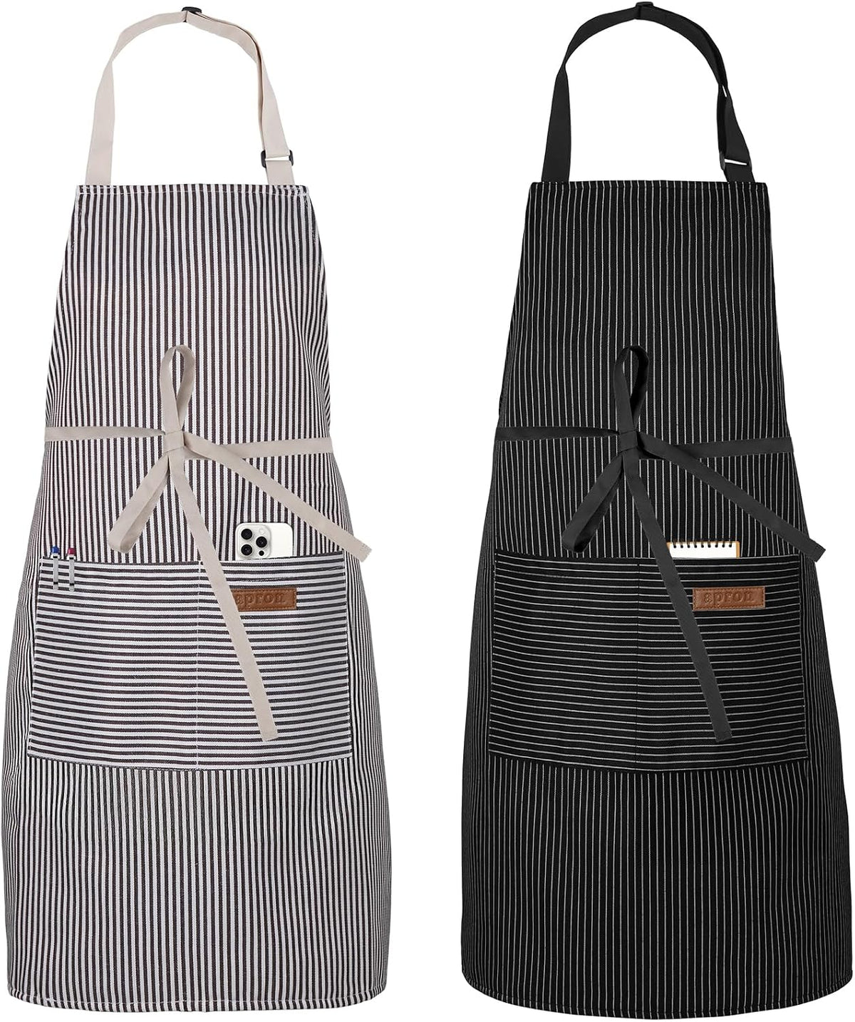 Serrenf 2 Pack Apron, Cooking Kitchen Aprons, Adjustable Bib Apron with 2 Pockets for Men Women Chef Apron