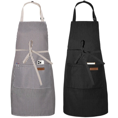 Serrenf 2 Pack Apron, Cooking Kitchen Aprons, Adjustable Bib Apron with 2 Pockets for Men Women Chef Apron