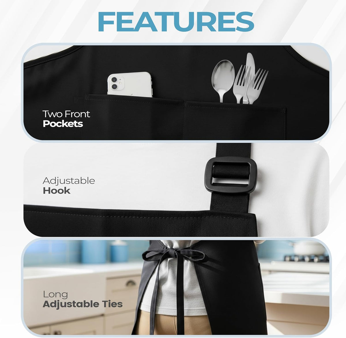 Utopia Kitchen Bib Aprons 4 Pack Adjustable With 2 Pockets