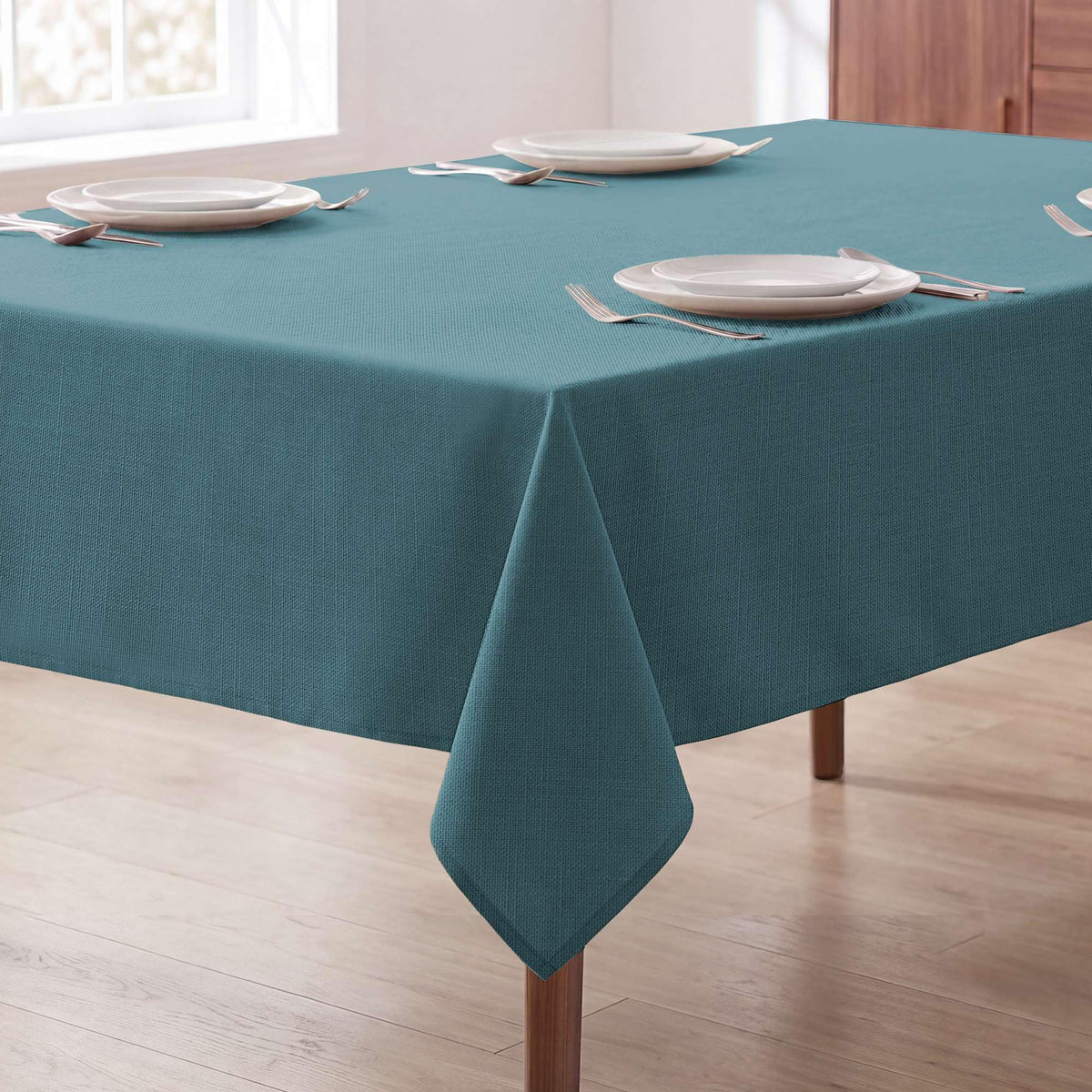 H.VERSAILTEX Linen Table Cloths Rectangle 60 x 84 Inch Premium Tablecloth Spill-Proof Waterproof Table Cover for Dining Buffet Feature Extra Soft and Thick Fabric Wrinkle Free, Natural