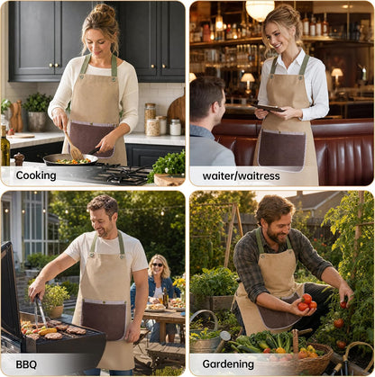 JOYMOOP Apron with Pockets, Detachable Towel, Kitchen Cooking for Women Men