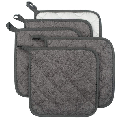 Pot Holders for Kitchen, 100% Cotton Terry Pot Holder Set of 5, Heat Resistant Hot Pads for Cooking, Baking, Hot Dishes and Countertop Protection, Olive Green
