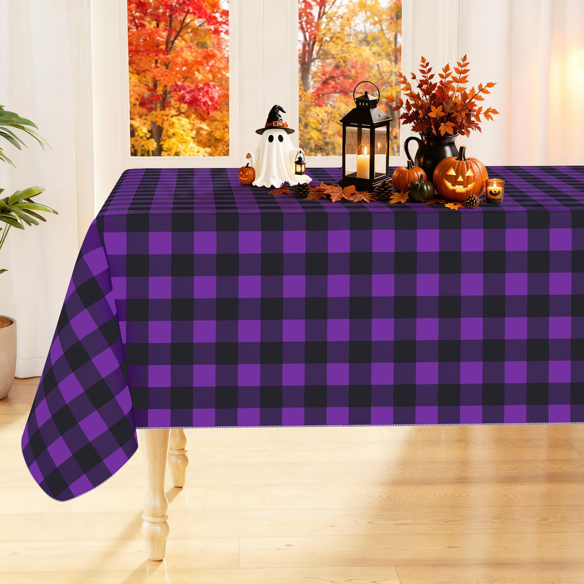 Smiry Picnic Table Cloth, Vinyl Tablecloths with Flannel Backing, 60"x84"