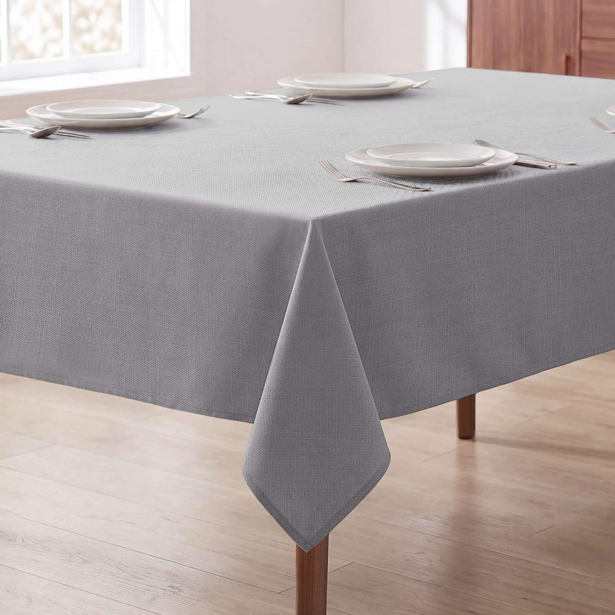 H.VERSAILTEX Linen Table Cloths Rectangle 60 x 84 Inch Premium Tablecloth Spill-Proof Waterproof Table Cover for Dining Buffet Feature Extra Soft and Thick Fabric Wrinkle Free, Natural