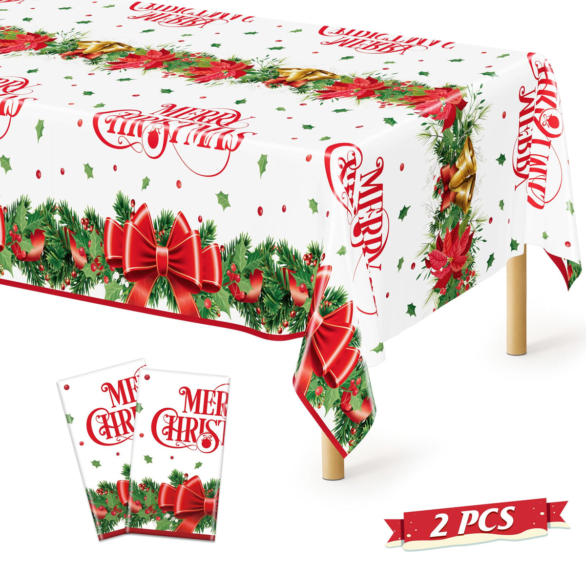 QZYL 4 Packs White Plastic Tablecloth, Large Sturdy Disposable Table Cloth