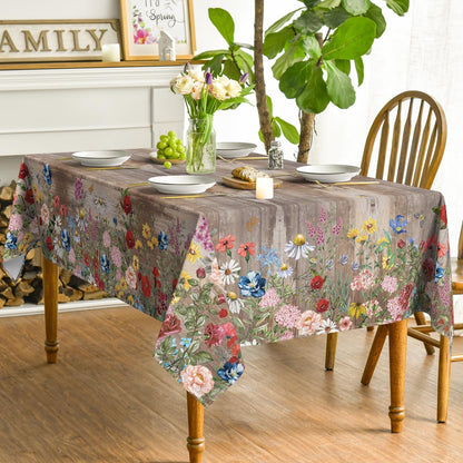 Horaldaily Spring Tablecloth 60 x 120 Inch Rectangular Flowers Brown