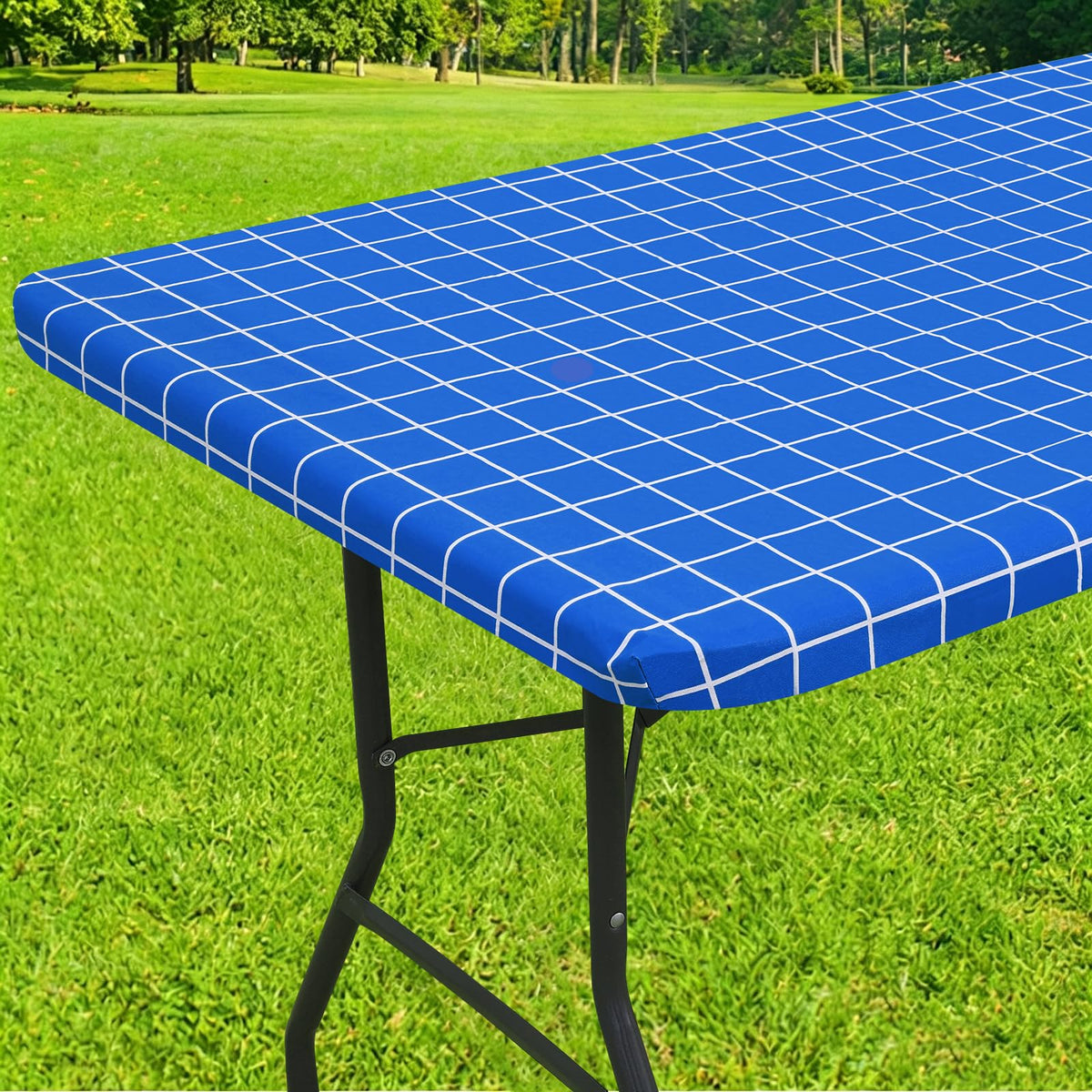 Smiry 6 Foot Picnic Table Cloth, Flannel Backed Fitted Vinyl tablecloths