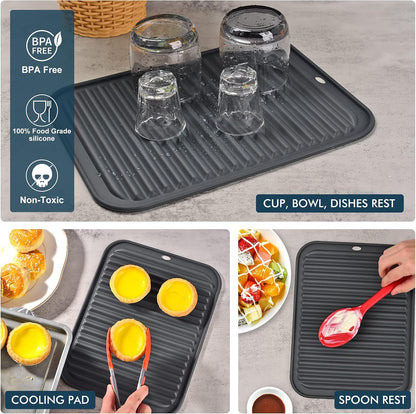 HOTEC 2-Pack Silicone Trivets, Dark Grey