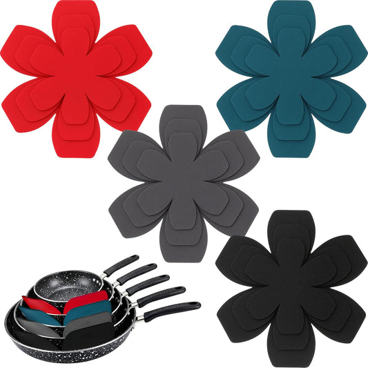 12 PCS Pot and Pan Protectors in 4 Colors & 3 Sizes, Thicker Felt Pan Protector Pads and Pot Separators for Stacking, Anti-Slip Dividers to Protect Glass Ceramic Plates Cookware from Scratching
