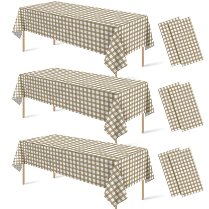 3 Pcs Sage Green Gingham Tablecloths, Checkered Table Covers 54 x 108 Inch