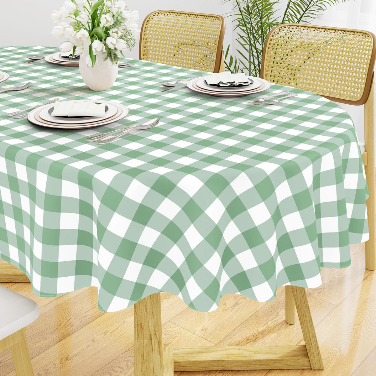 Smiry Picnic Table Cloth, Vinyl Tablecloths with Flannel Backing, 60"x84"