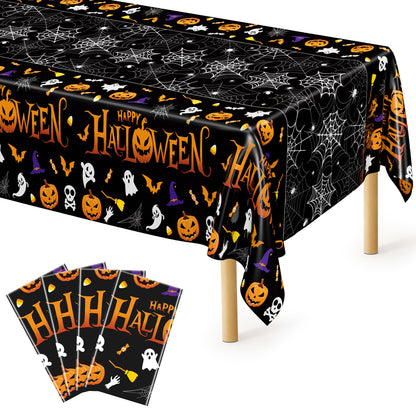 QZYL 4 Packs White Plastic Tablecloth, Large Sturdy Disposable Table Cloth