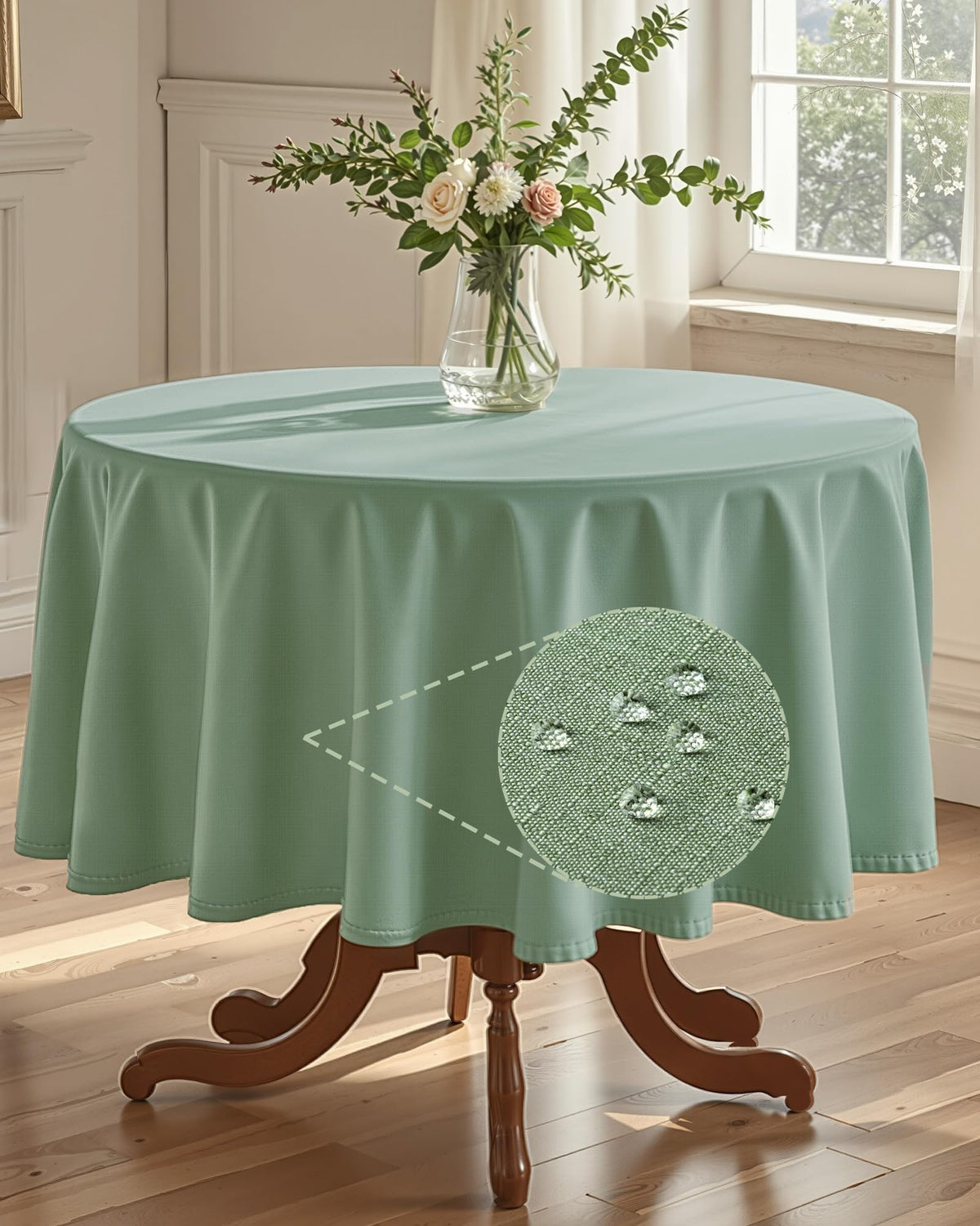 Pureegg Rectangle Linen Tablecloth Waterproof & Stain Resistant, Wrinkle-Free Table Cloth Adds Elegance and Protection, Ideal for Dining, Party, Wedding and Outdoor, 52 x 70 Inch, Beige