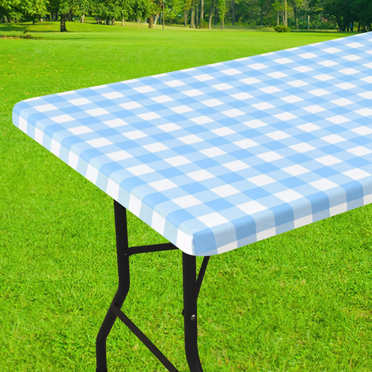 Smiry 6 Foot Picnic Table Cloth, Flannel Backed Fitted Vinyl tablecloths