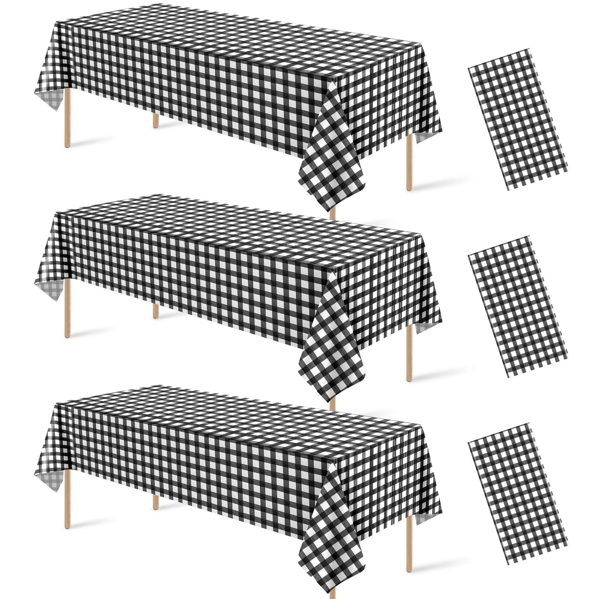 3 Pcs Sage Green Gingham Tablecloths, Checkered Table Covers 54 x 108 Inch