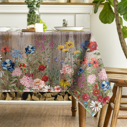 Horaldaily Spring Tablecloth 60 x 120 Inch Rectangular Flowers Brown