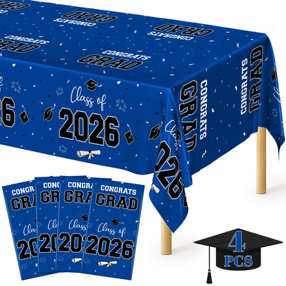 QZYL 4 Packs White Plastic Tablecloth, Large Sturdy Disposable Table Cloth
