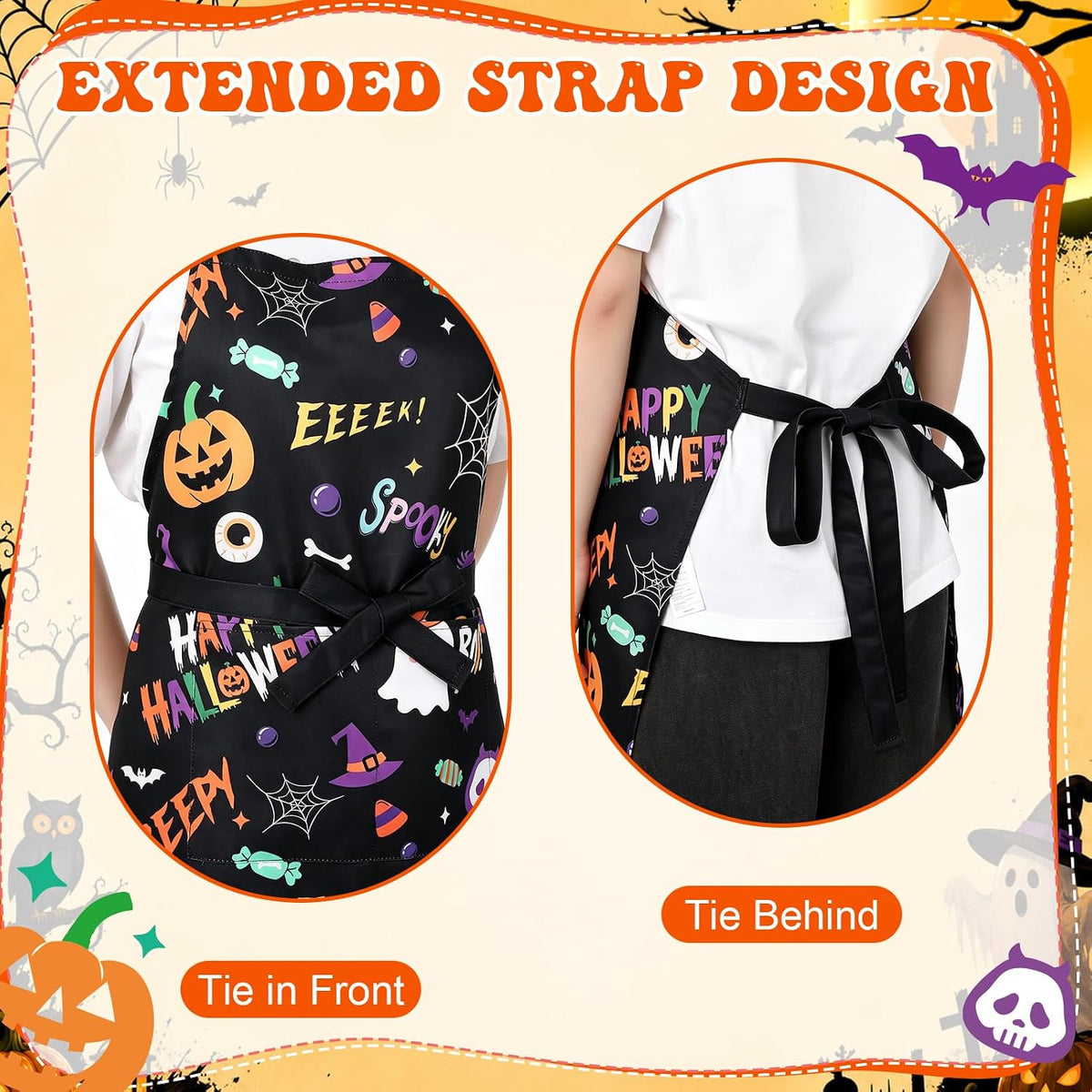 Halloween Apron Waterproof Spooky Pumpkin Cooking Aprons