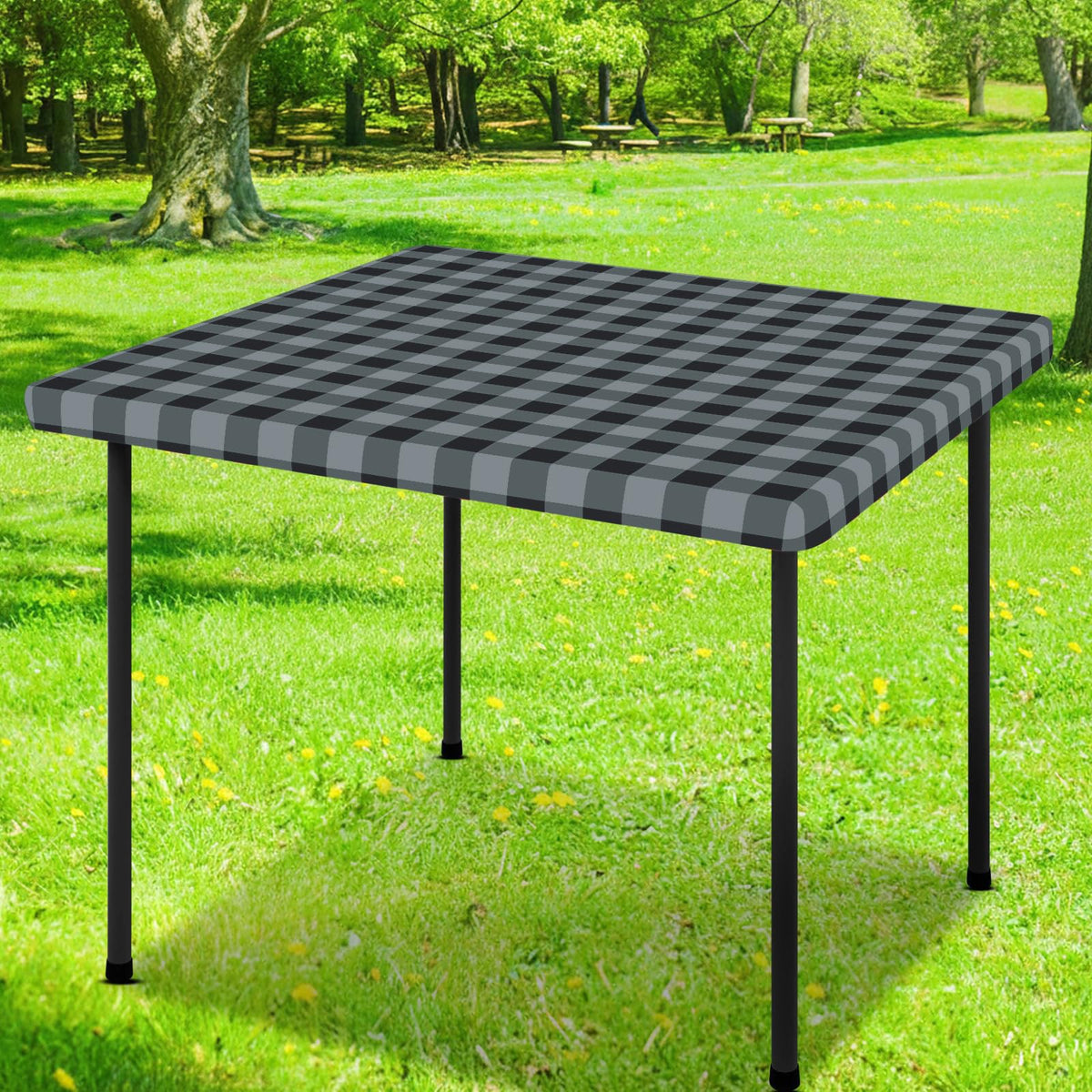 Smiry 6 Foot Picnic Table Cloth, Flannel Backed Fitted Vinyl tablecloths