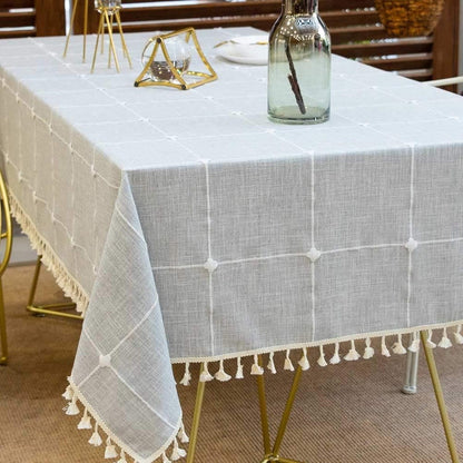 Deep Dream Tablecloth, Embroidered Waterproof Table Cloth Cotton Linen Wrinkle Free Anti-Fading Tablecloths Washable Dust-Proof Table Cover for Kitchen Dinning Party Christmas, 55 x 70 Inch - New Gray
