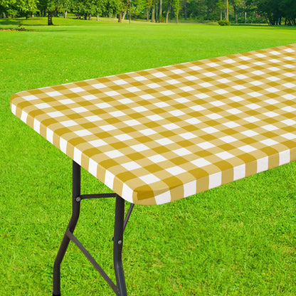 Smiry 6 Foot Picnic Table Cloth, Flannel Backed Fitted Vinyl tablecloths