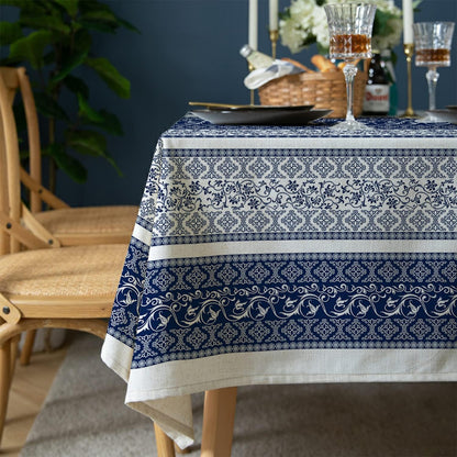 Rectangle Tablecloth - 60 x 120 Inch Blue Bohemia Rustic Tablecloth Classic French Country Printed Table Cover Farmhouse Decoration, Suitable for Home, Kitchen Dining