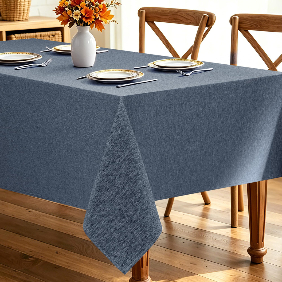 Decorelia Linen Textured Fall Tablecloth Rectangular Burnt Orange, 52"x70"