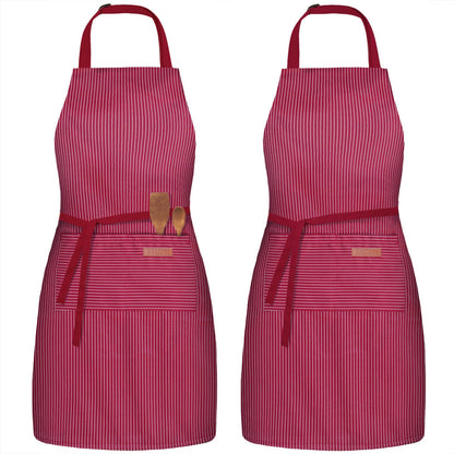 BeLuyi 2 Pack Adjustable Bib Apron with 2 Pockets Chef Cooking Kitchen Restaurant Aprons for Women Men