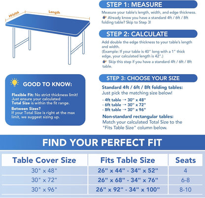 Fitted Tablecloth for 6 Foot Rectangle Tables-Black Picnic Table Covers