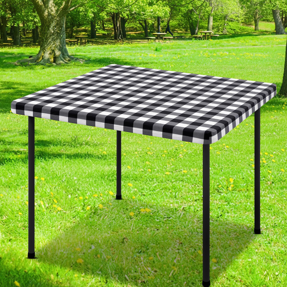 Smiry 6 Foot Picnic Table Cloth, Flannel Backed Fitted Vinyl tablecloths