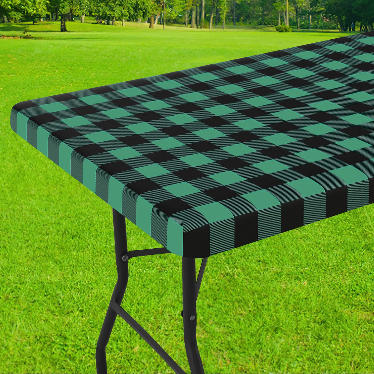 Smiry 6 Foot Picnic Table Cloth, Flannel Backed Fitted Vinyl tablecloths