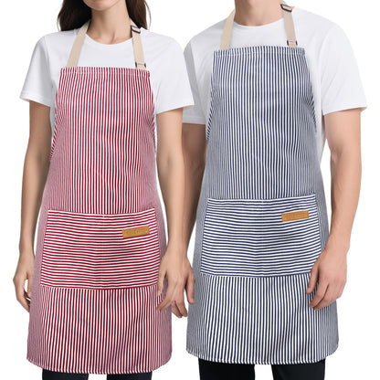2 Pack Kitchen Cooking Aprons, Soft Aprons for Women Men with 2 Pockets Chef Apron with Adjustable Neck Strap and Long Tie