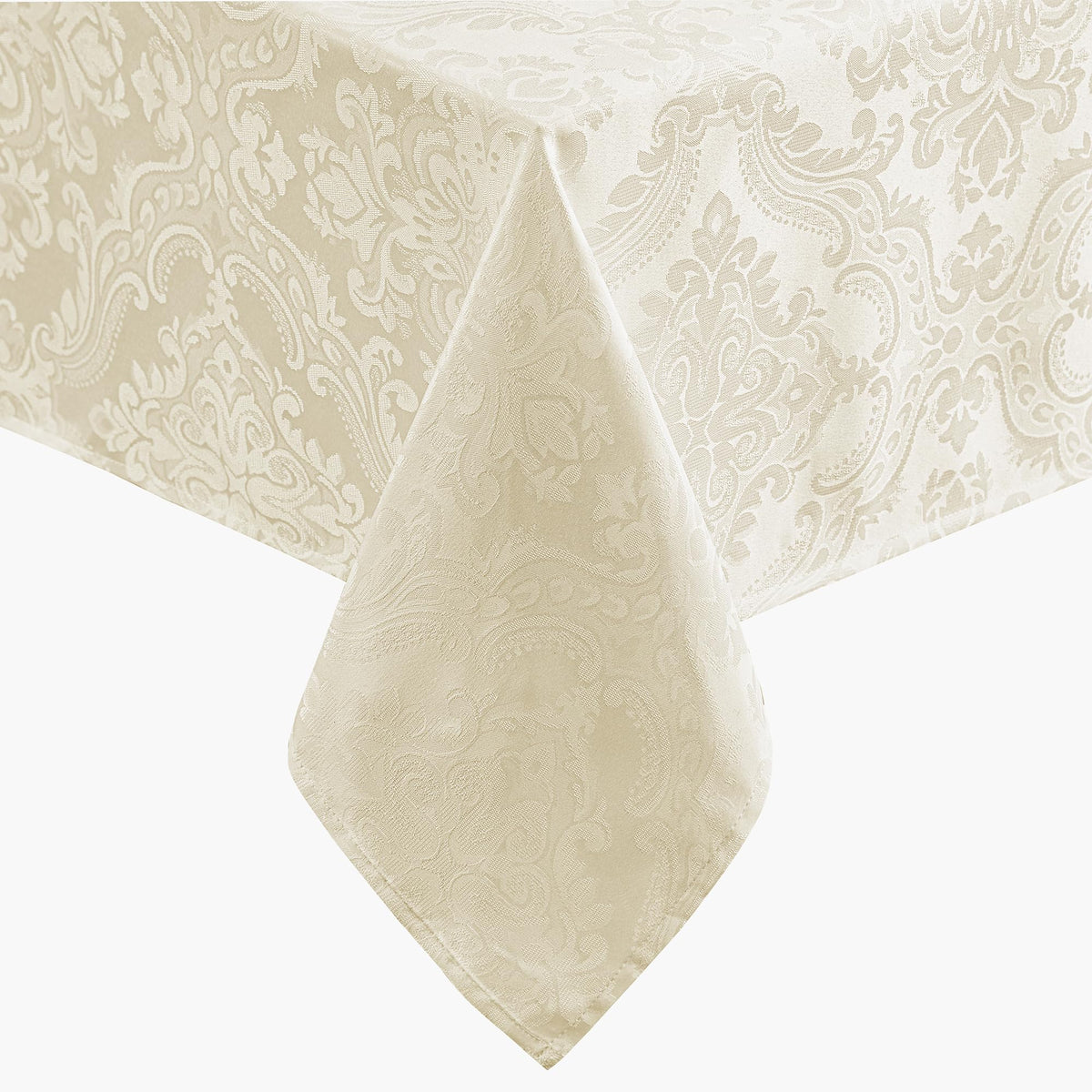 Caiden Elegance Damask Tablecloth, Ivory - 60" W x 120" L