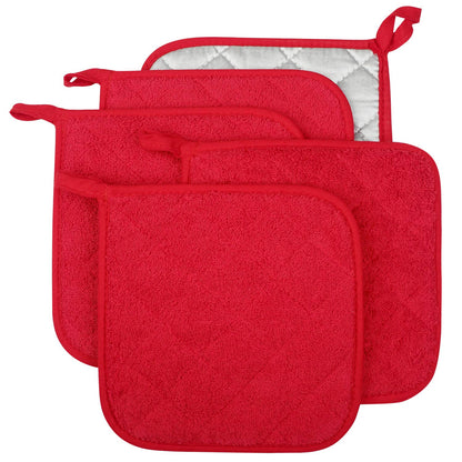 Pot Holders for Kitchen, 100% Cotton Terry Pot Holder Set of 5, Heat Resistant Hot Pads for Cooking, Baking, Hot Dishes and Countertop Protection, Olive Green