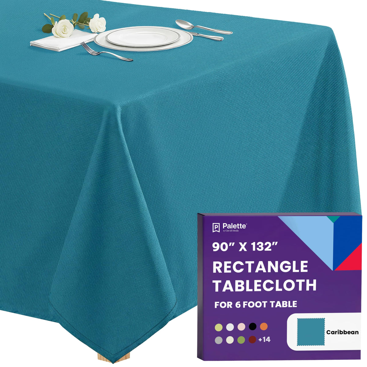 Gee Di Moda Rectangle Tablecloth - 70 x 120 Inch Navy Blue Table Cloth for 6 or 8 Foot Rectangle Tables - Heavy Duty Washable Fabric - for Holiday Party, Dinner, Weddings, Baby Shower & Events