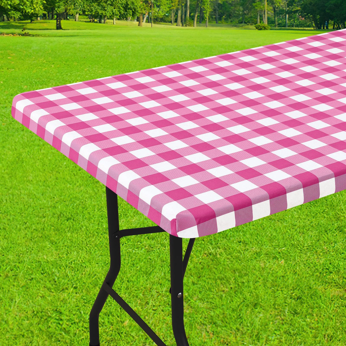 Smiry 6 Foot Picnic Table Cloth, Flannel Backed Fitted Vinyl tablecloths