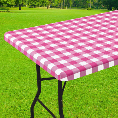 Smiry 6 Foot Picnic Table Cloth, Flannel Backed Fitted Vinyl tablecloths