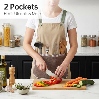 JOYMOOP Apron with Pockets, Detachable Towel, Kitchen Cooking for Women Men
