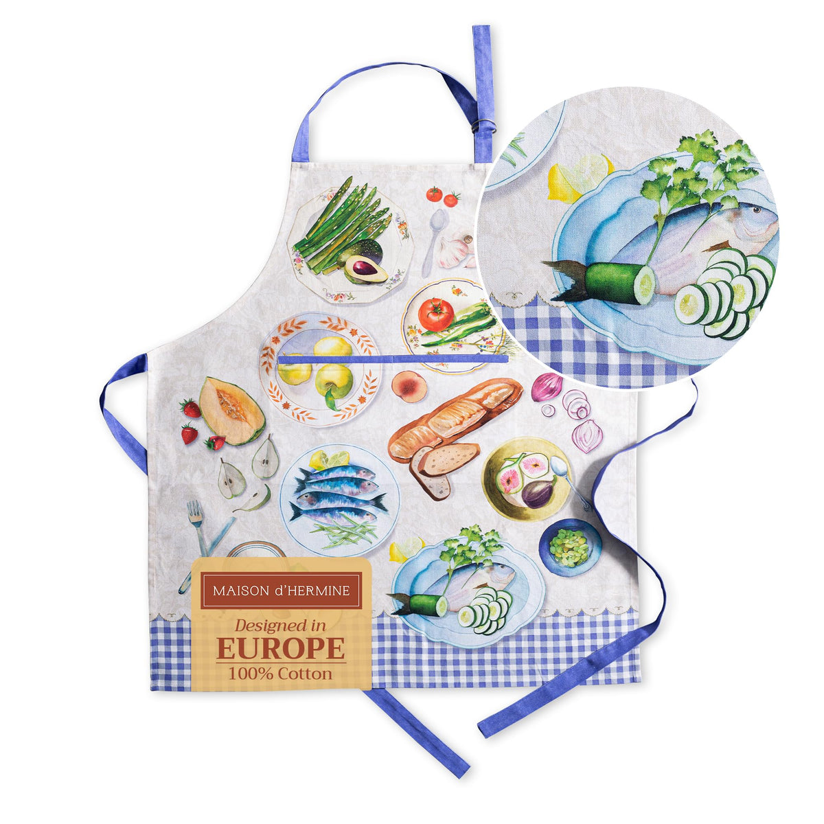 Maison d' Hermine Aprons for women with Pocket 100% Cotton (27.50"x31.50")