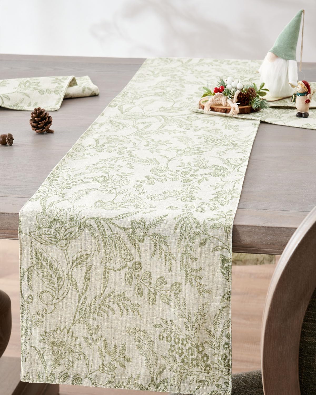 jinchan Black Farmhouse Floral Linen Rectangle Table Cloth 52 x 70 Inch