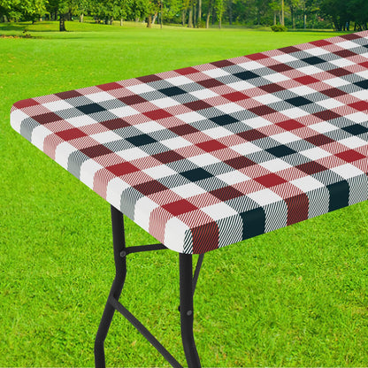 Smiry 6 Foot Picnic Table Cloth, Flannel Backed Fitted Vinyl tablecloths