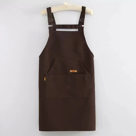 Home Kitchen Apron, Korean Style Workwear for Tea Shops & Nail Salons, Solid Color Work Apron for Fruit Stores, Kitchen Cooking Apron