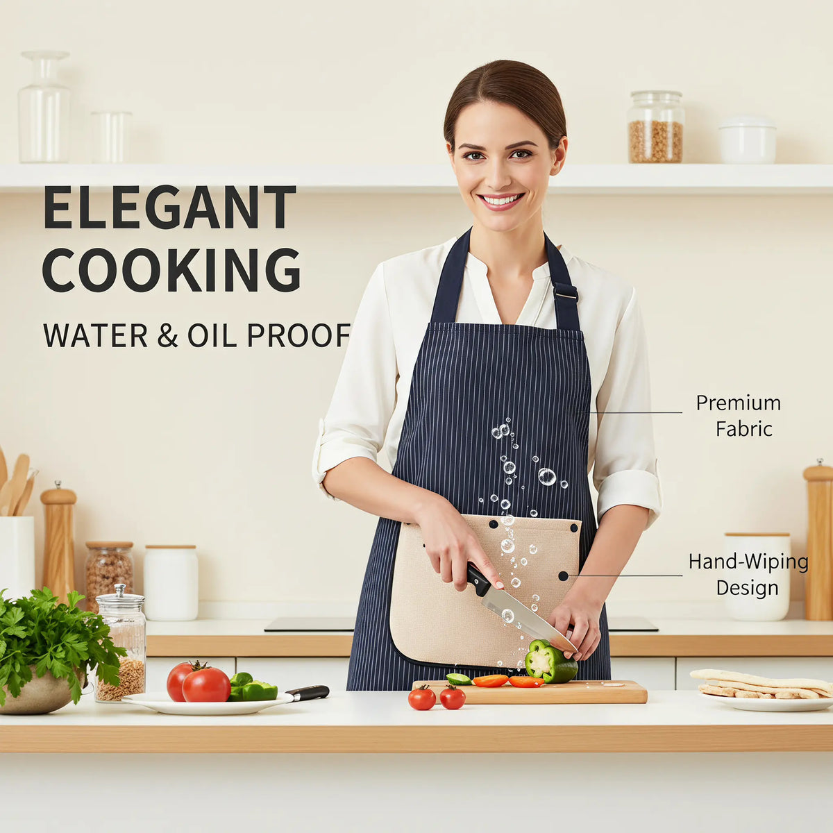 Unisex Lightweight Durable Breathable Bib Apron with Pockets, Cross-Back Adjustable Secure Fit, Built-in Towel, Machine Washable Camp Kitchen Apron for Cooking, Grilling, Hand Gardening