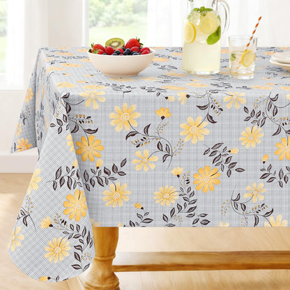Smiry Rectangle Table Cloth, Waterproof Vinyl Tablecloths with Flannel Backing, Wipeable Spillproof Plastic Table Cover for Dining, Indoor and Outdoor (Champagne, 60 "x 84")