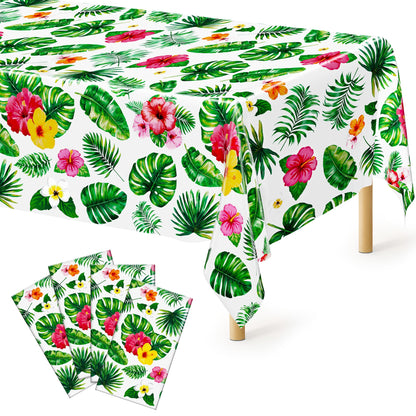 QZYL 4 Packs White Plastic Tablecloth, Large Sturdy Disposable Table Cloth