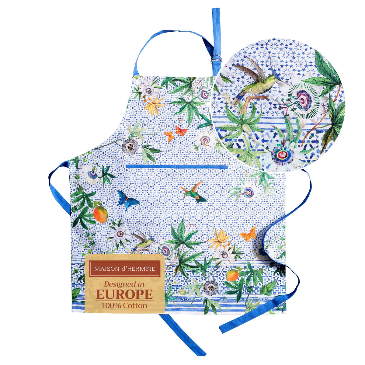 Maison d' Hermine Aprons for women with Pocket 100% Cotton (27.50"x31.50")